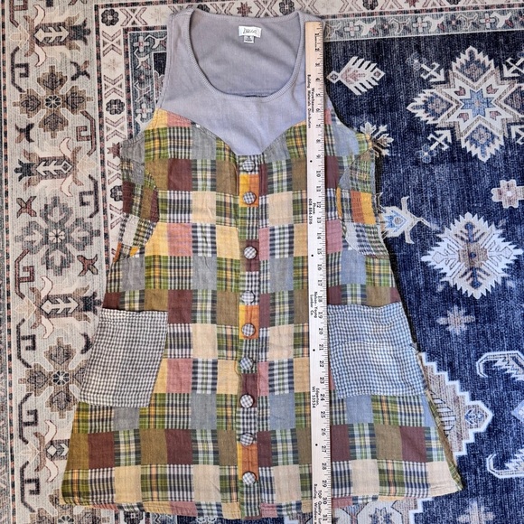 Lucca Cottagecore Patchwork Sleeveless Dress With Pockets 100% Cotton Size M - Picture 9 of 10